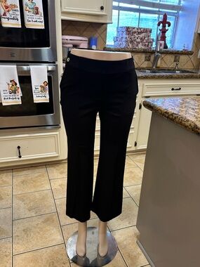 Anne Klein Black Cropped Wide-Leg Dress Pants